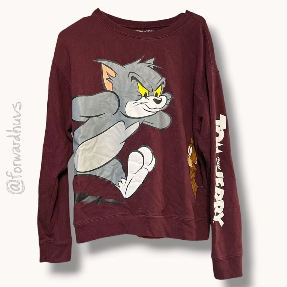 Tom and Jerry Maroon Sweatshirt – Official Turner Entertainment – Size L